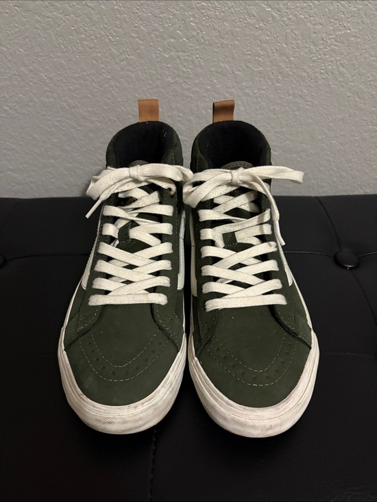 Vans Other - Vans Olive Green High-Top Sneakers with White Laces